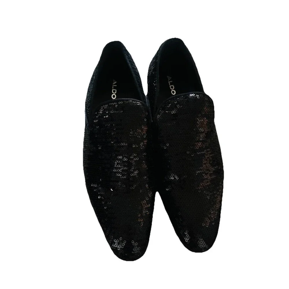 Aldo Black Sequin Michael Jackson Inspo Cosplay Men's Slip-On Dress Shoe SZ 8